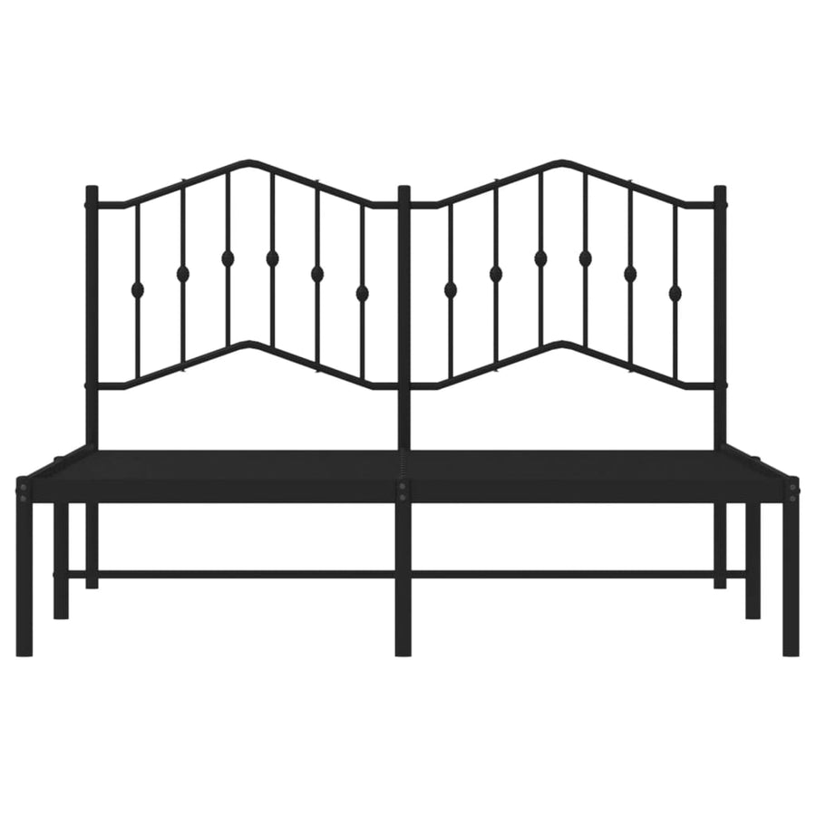Bedframe Metaal 135 x 190 cm Zwart met hoofdbord
