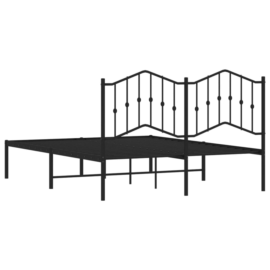 Bedframe Metaal 135 x 190 cm Zwart met hoofdbord