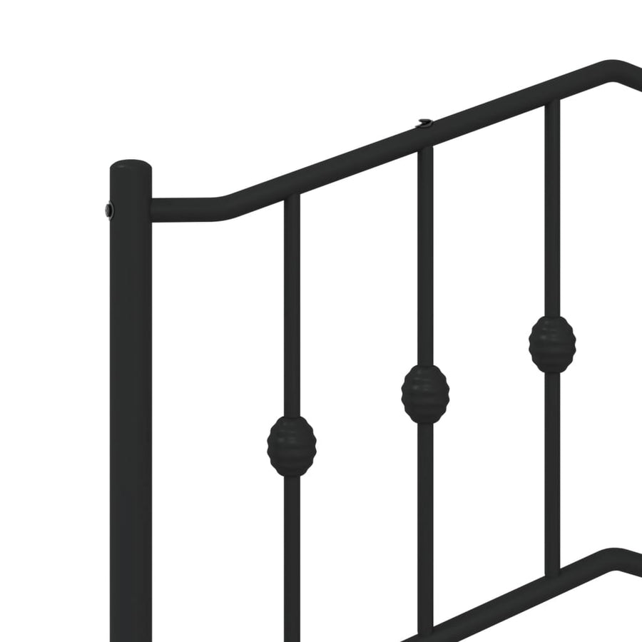 Bedframe Metaal 135 x 190 cm Zwart met hoofdbord