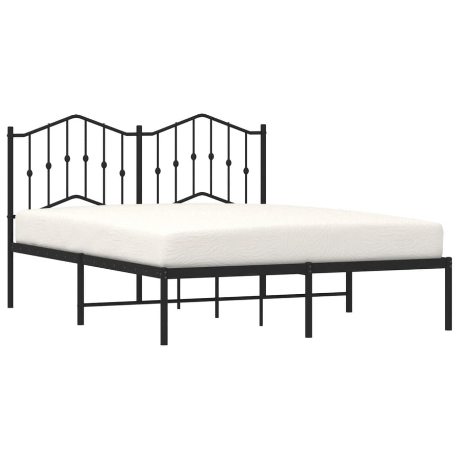 Bedframe Metaal 140 x 190 cm Zwart met hoofdbord