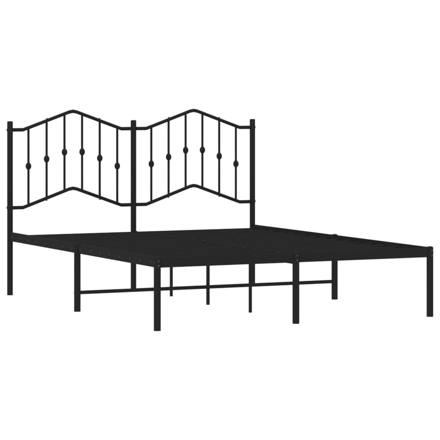 Bedframe Metaal 140 x 190 cm Zwart met hoofdbord