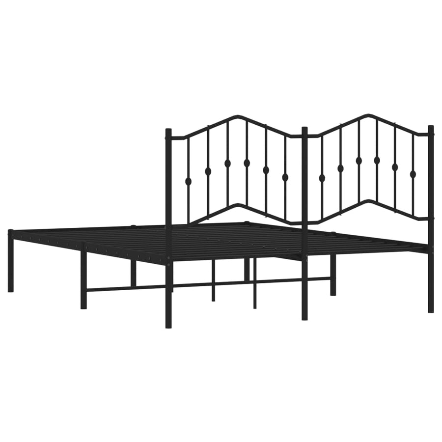 Bedframe Metaal 140 x 190 cm Zwart met hoofdbord