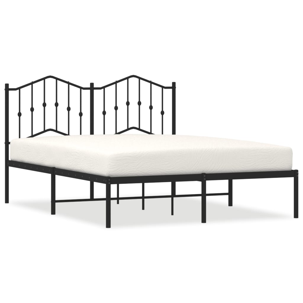 Bedframe Metaal 140 x 200 cm Zwart met hoofdbord
