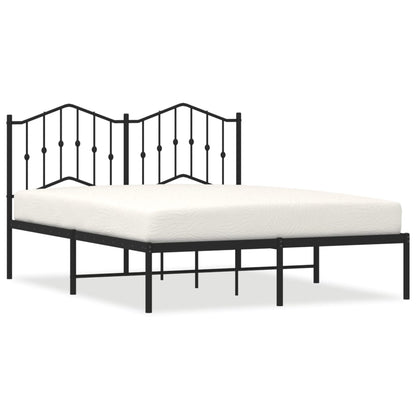 Bedframe Metaal 140 x 200 cm Zwart met hoofdbord