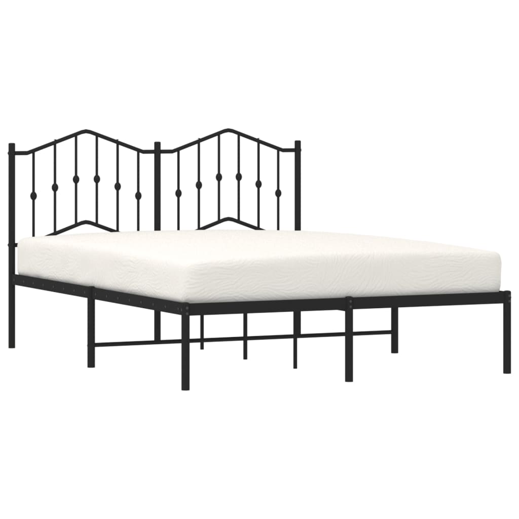 Bedframe Metaal 140 x 200 cm Zwart met hoofdbord