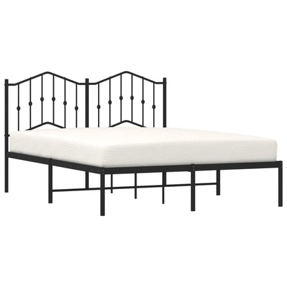 Bedframe Metaal 140 x 200 cm Zwart met hoofdbord