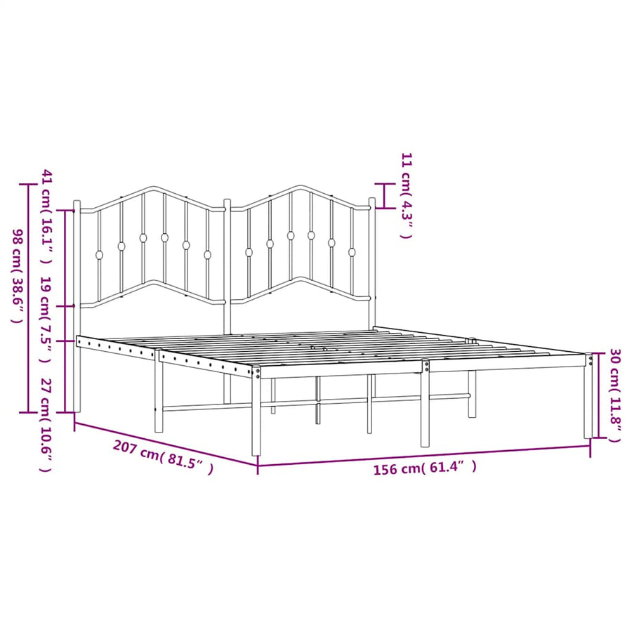 Bedframe Metaal 150 x 200 cm