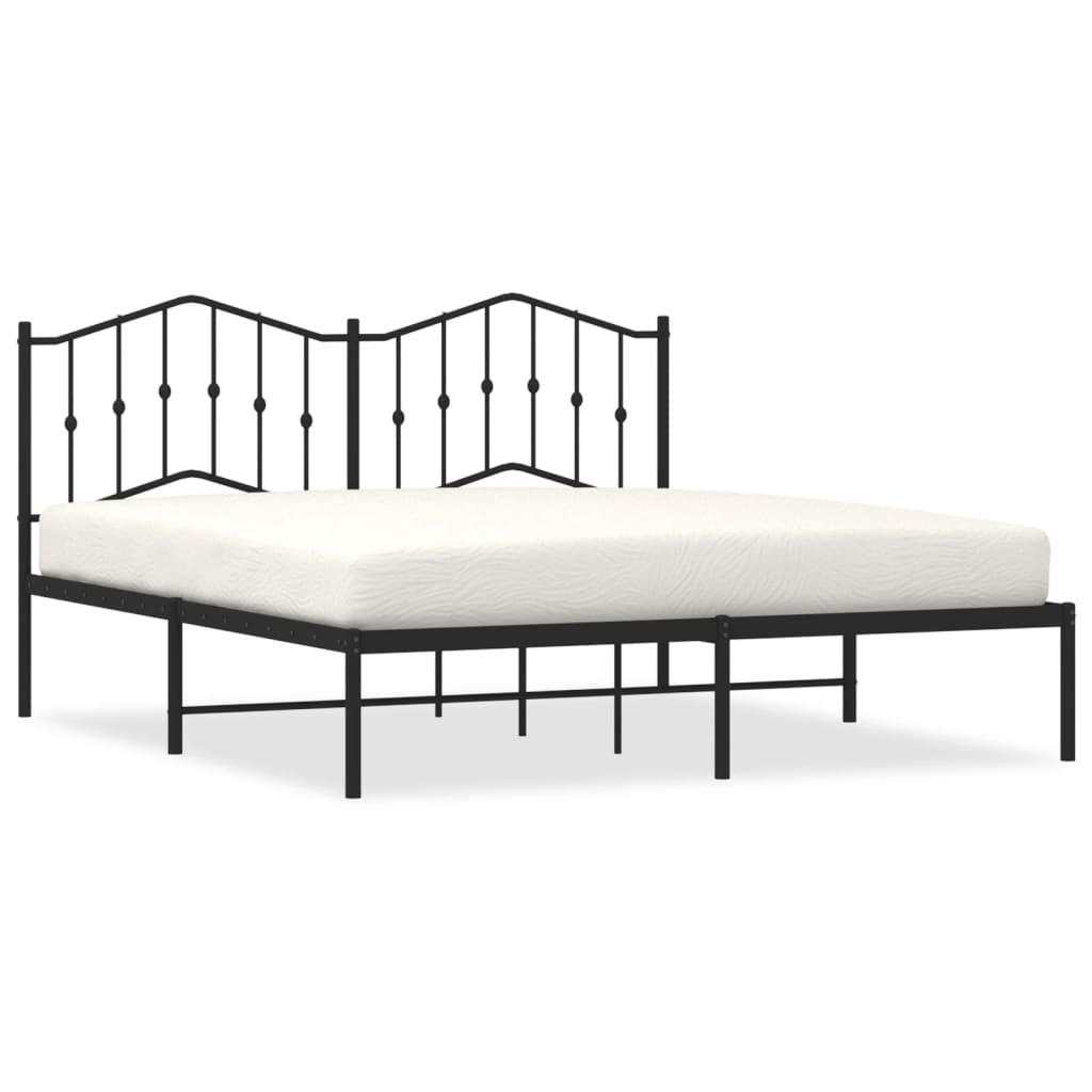 Bedframe Metaal 160 x 200 cm Zwart met hoofdbord