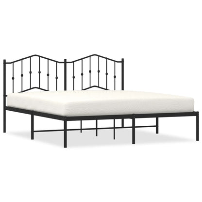 Bedframe Metaal 160 x 200 cm Zwart met hoofdbord