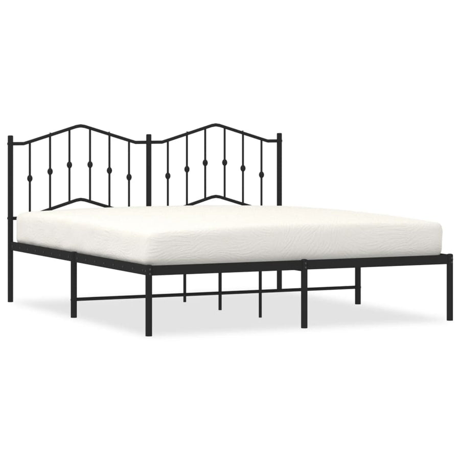 Bedframe Metaal 160 x 200 cm Zwart met hoofdbord