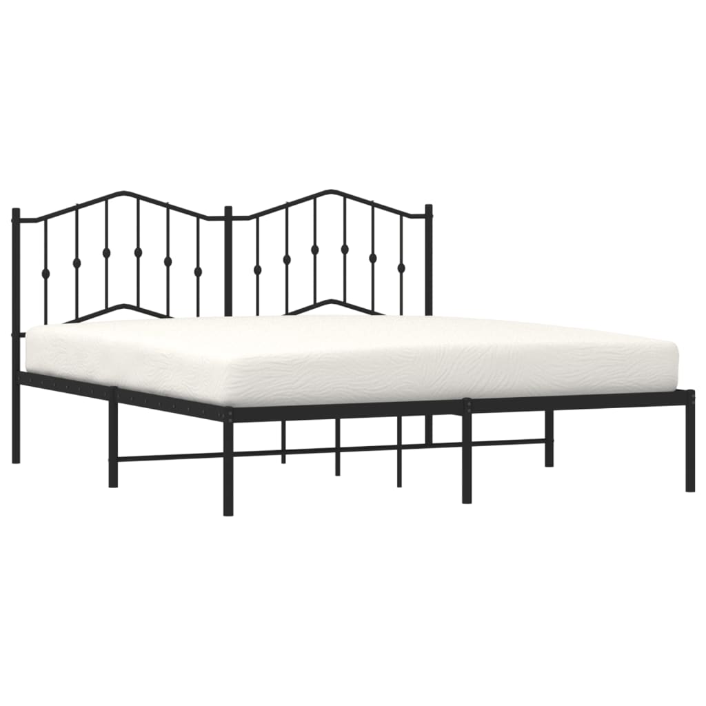 Bedframe Metaal 160 x 200 cm Zwart met hoofdbord