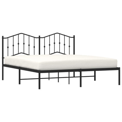 Bedframe Metaal 160 x 200 cm Zwart met hoofdbord
