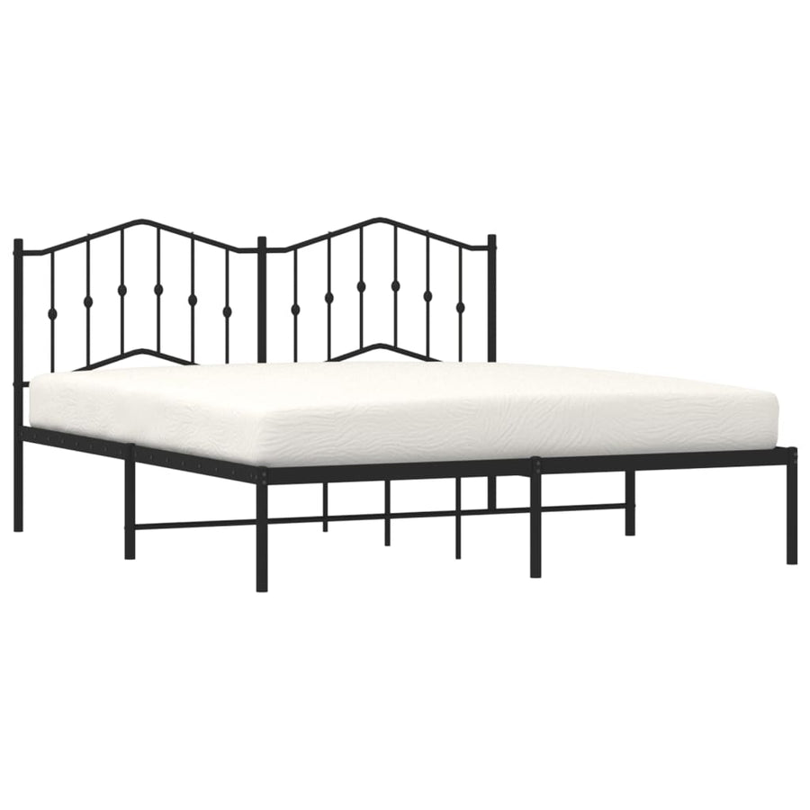 Bedframe Metaal 160 x 200 cm Zwart met hoofdbord