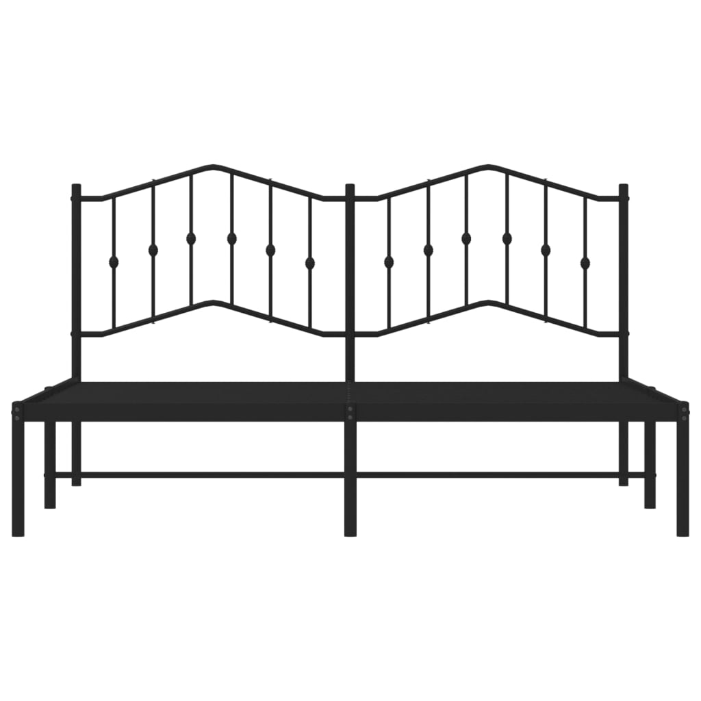 Bedframe Metaal 160 x 200 cm Zwart met hoofdbord