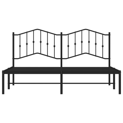 Bedframe Metaal 160 x 200 cm Zwart met hoofdbord