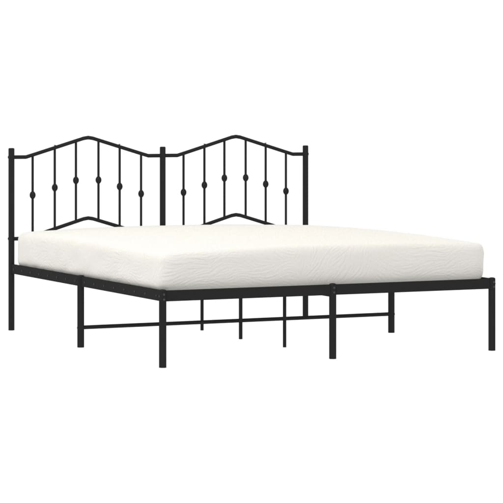 Bedframe Metaal 180 x 200 cm Zwart met hoofdbord