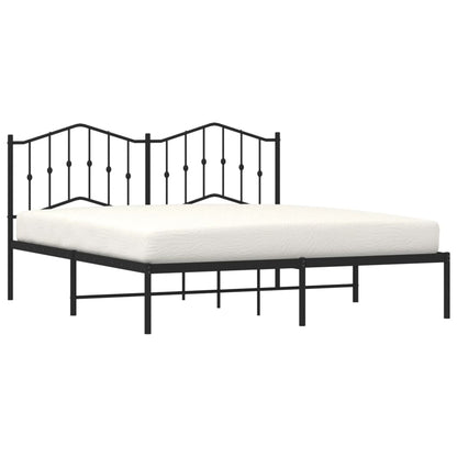 Bedframe Metaal 180 x 200 cm Zwart met hoofdbord