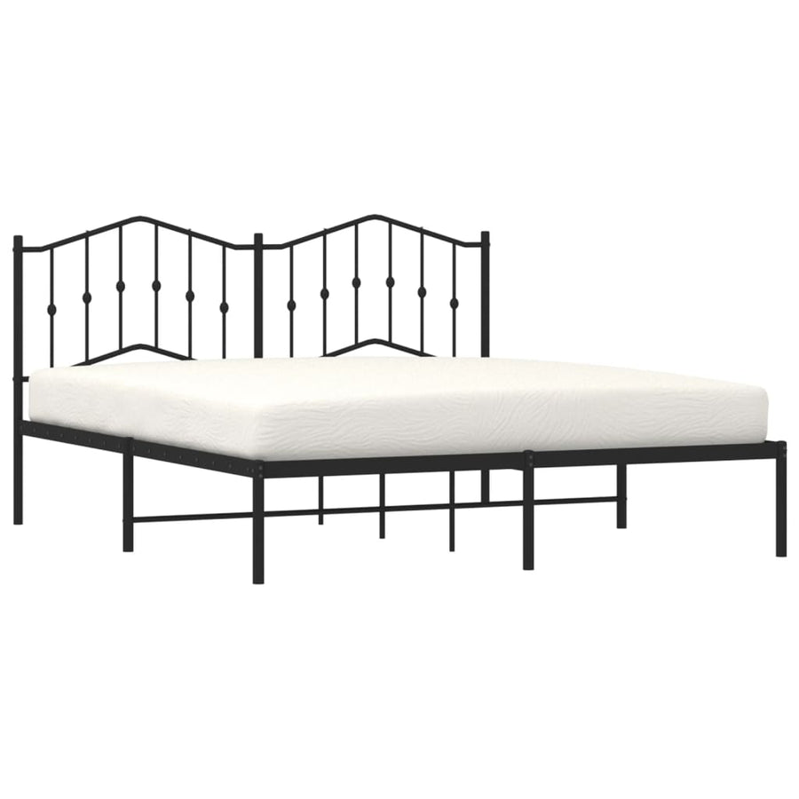 Bedframe Metaal 180 x 200 cm Zwart met hoofdbord