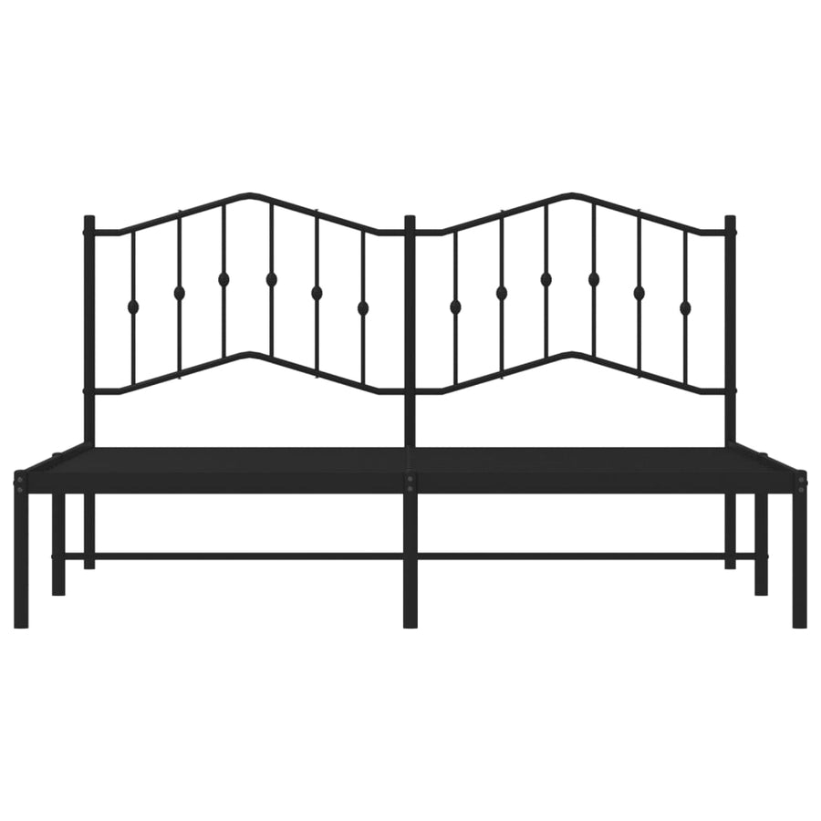 Bedframe Metaal 180 x 200 cm Zwart met hoofdbord