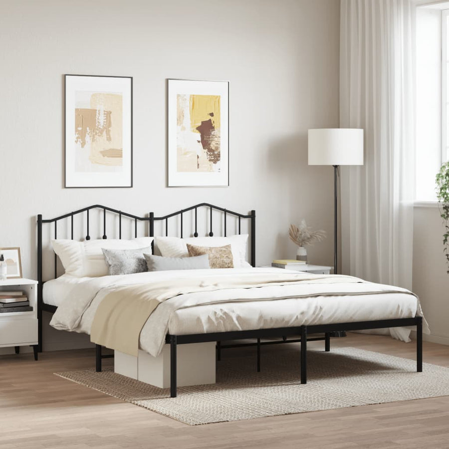 Bedframe Metaal 180 x 200 cm Zwart met hoofdbord