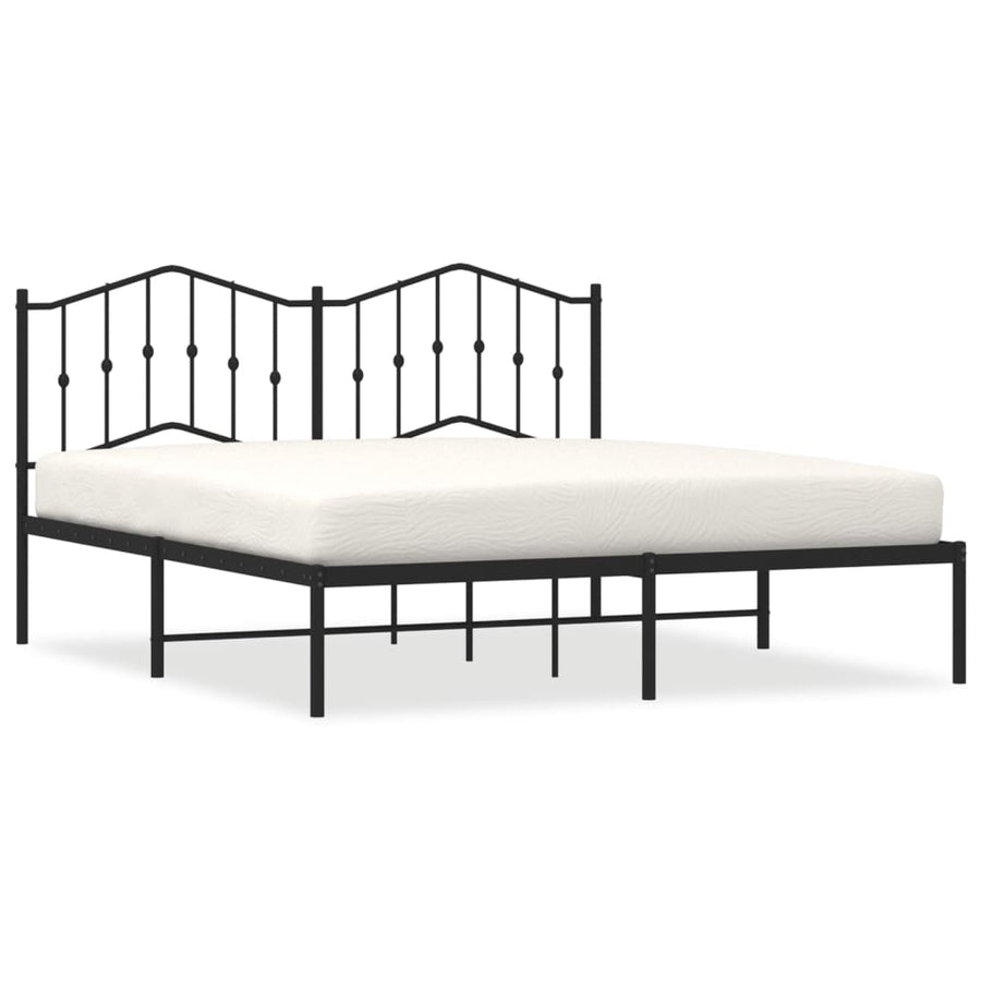 Bedframe Metaal 183 x 213 cm Zwart met hoofdbord