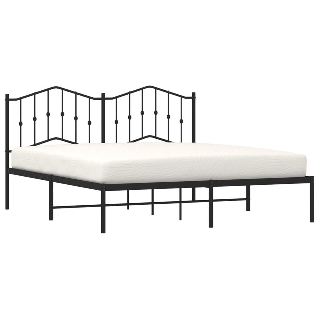 Bedframe Metaal 183 x 213 cm Zwart met hoofdbord
