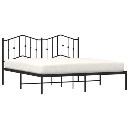 Bedframe Metaal 183 x 213 cm Zwart met hoofdbord