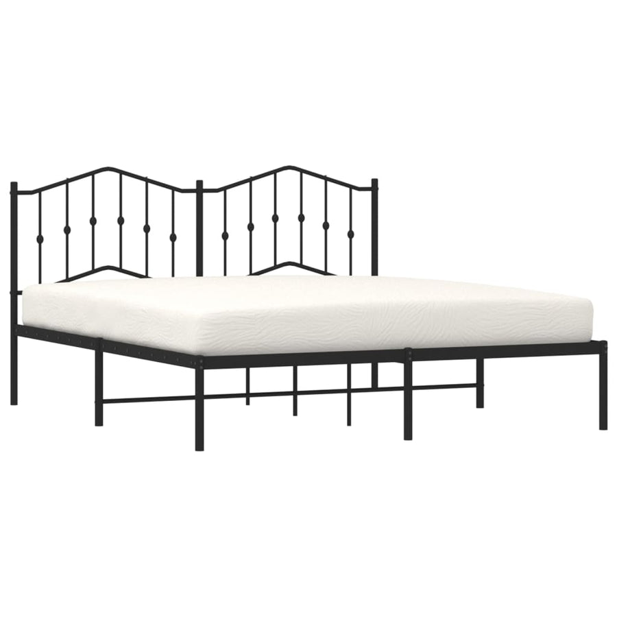 Bedframe Metaal 183 x 213 cm Zwart met hoofdbord