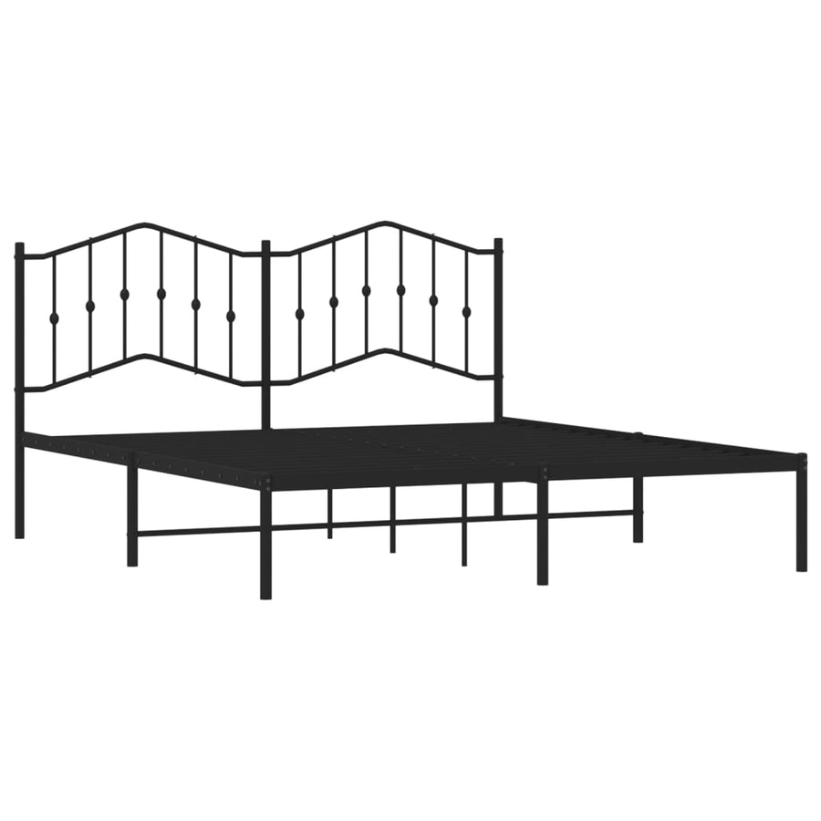 Bedframe Metaal 183 x 213 cm Zwart met hoofdbord