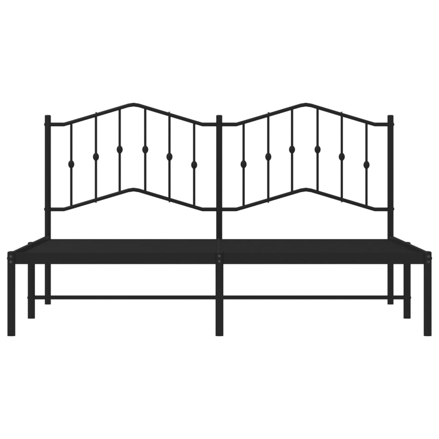 Bedframe Metaal 183 x 213 cm Zwart met hoofdbord
