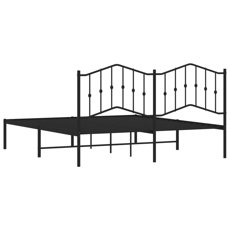 Bedframe Metaal 183 x 213 cm Zwart met hoofdbord