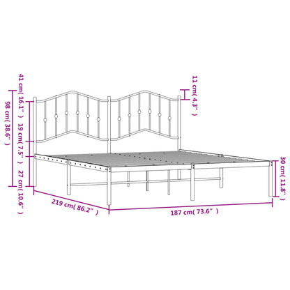 Bedframe Metaal 183 x 213 cm Zwart met hoofdbord