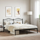 Black metal bed frame with headboard 183x213 cm