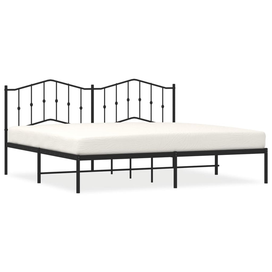 Bedframe Metaal 193 x 203 cm Zwart met hoofdbord