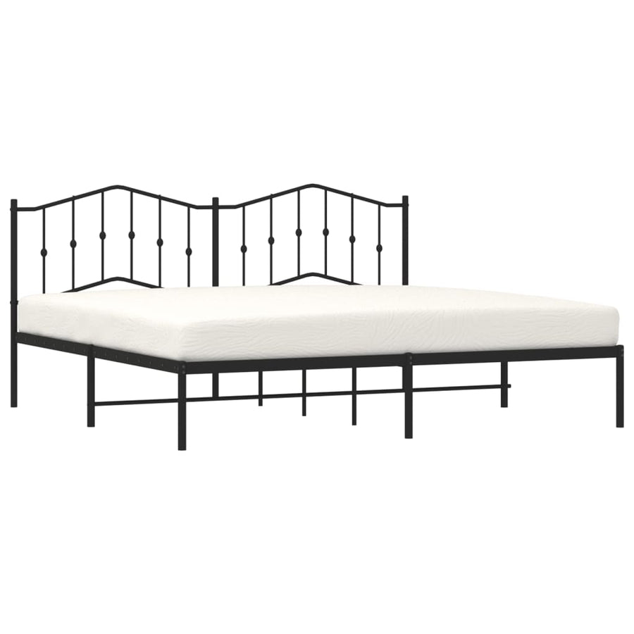 Bedframe Metaal 193 x 203 cm Zwart met hoofdbord
