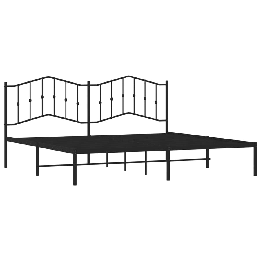 Bedframe Metaal 193 x 203 cm Zwart met hoofdbord