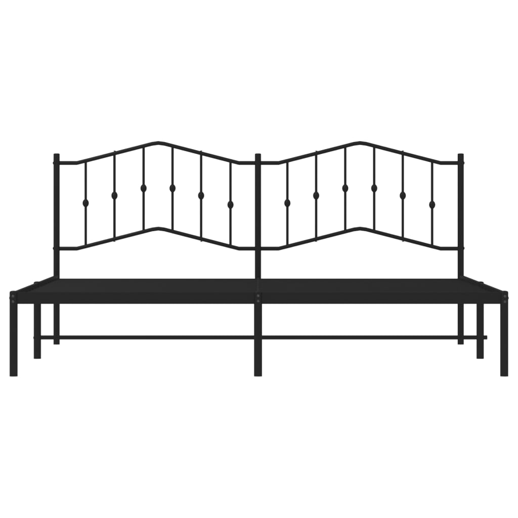 Bedframe Metaal 193 x 203 cm Zwart met hoofdbord