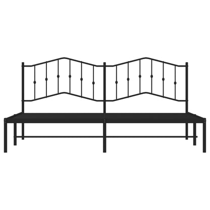 Bedframe Metaal 193 x 203 cm Zwart met hoofdbord