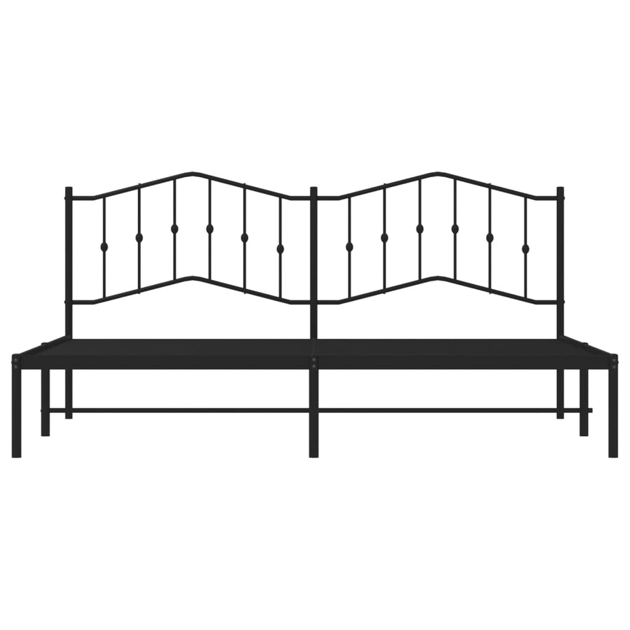Bedframe Metaal 193 x 203 cm Zwart met hoofdbord