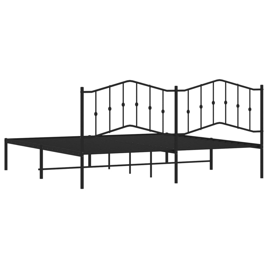 Bedframe Metaal 193 x 203 cm Zwart met hoofdbord