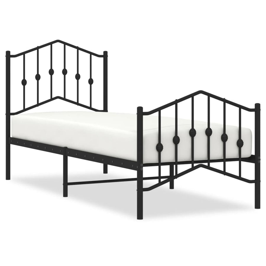 Bedframe Met Hoofd- En Voeteneinde Metaal 75 x 190 cm Zwart met hoofdbord & voetbord