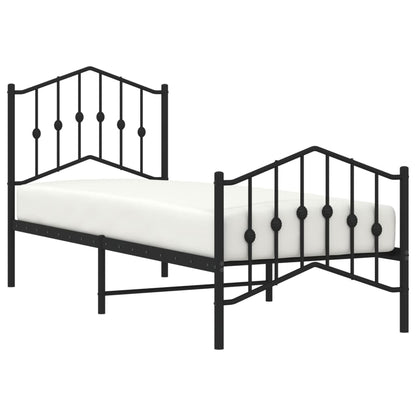 Bedframe Met Hoofd- En Voeteneinde Metaal 75 x 190 cm Zwart met hoofdbord & voetbord