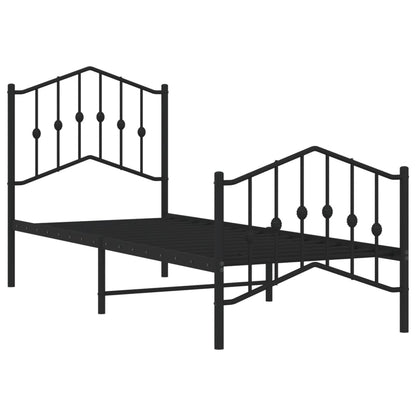 Bedframe Met Hoofd- En Voeteneinde Metaal 75 x 190 cm Zwart met hoofdbord & voetbord