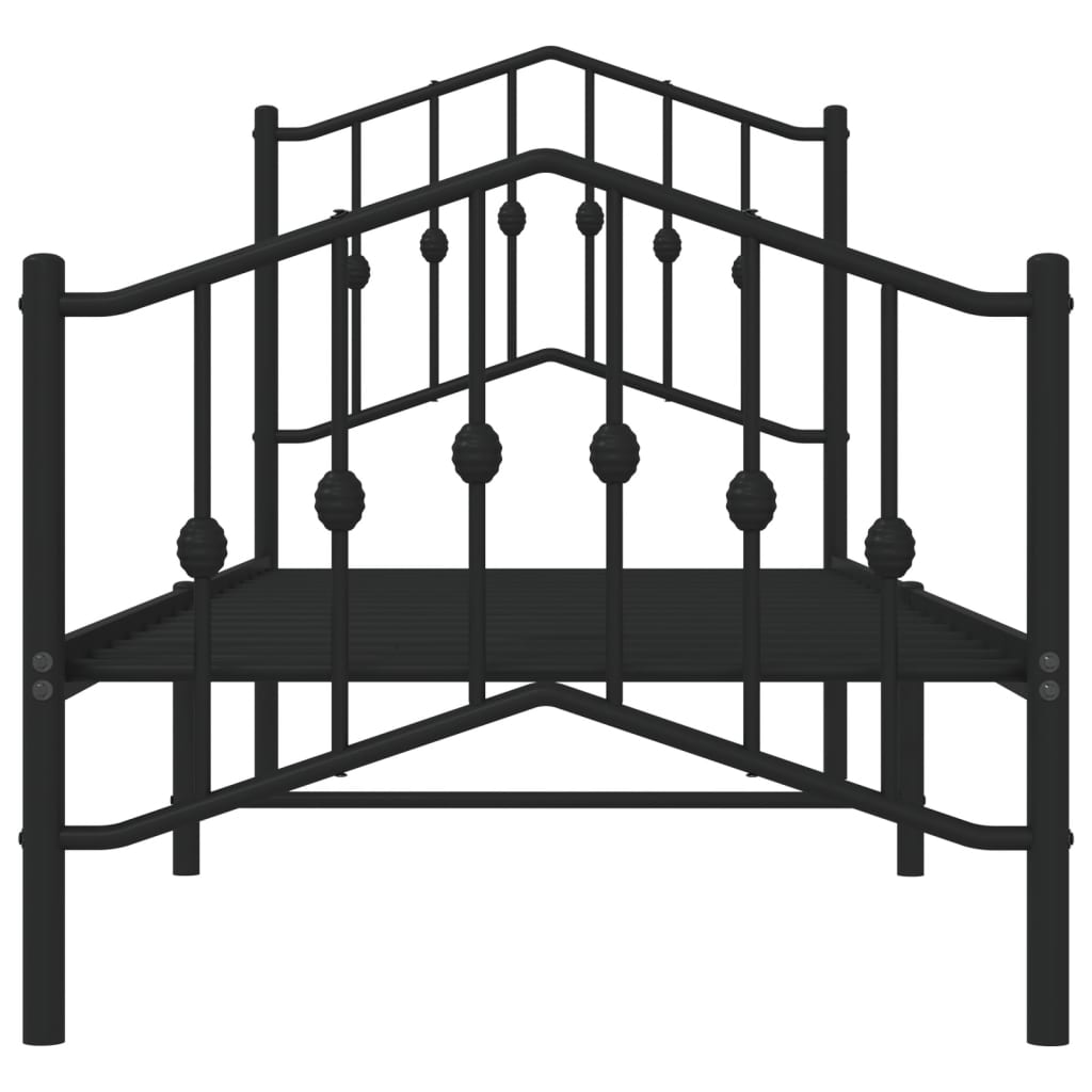Bedframe Met Hoofd- En Voeteneinde Metaal 75 x 190 cm Zwart met hoofdbord & voetbord