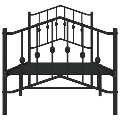 Bedframe Met Hoofd- En Voeteneinde Metaal 75 x 190 cm Zwart met hoofdbord & voetbord