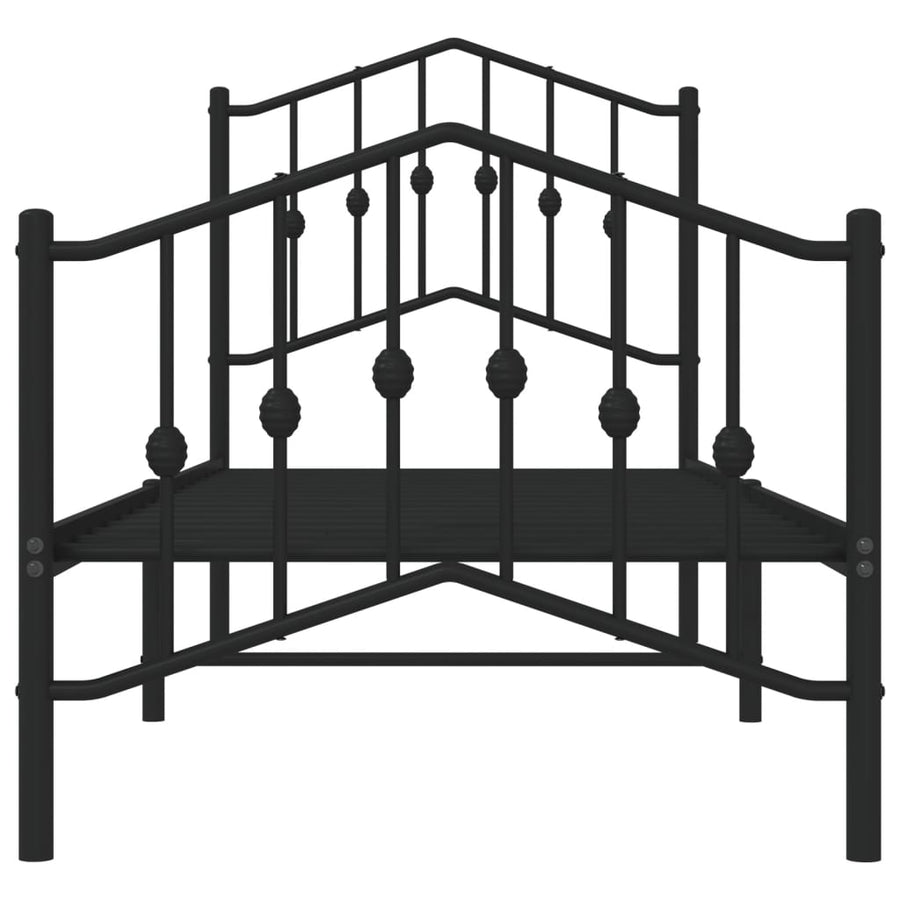 Bedframe Met Hoofd- En Voeteneinde Metaal 75 x 190 cm Zwart met hoofdbord & voetbord
