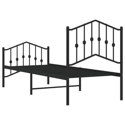 Bedframe Met Hoofd- En Voeteneinde Metaal 75 x 190 cm Zwart met hoofdbord & voetbord