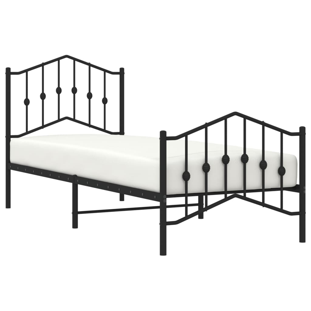 Bedframe Met Hoofd- En Voeteneinde Metaal 80 x 200 cm Zwart met hoofdbord & voetbord