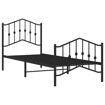 Bedframe Met Hoofd- En Voeteneinde Metaal 80 x 200 cm Zwart met hoofdbord & voetbord