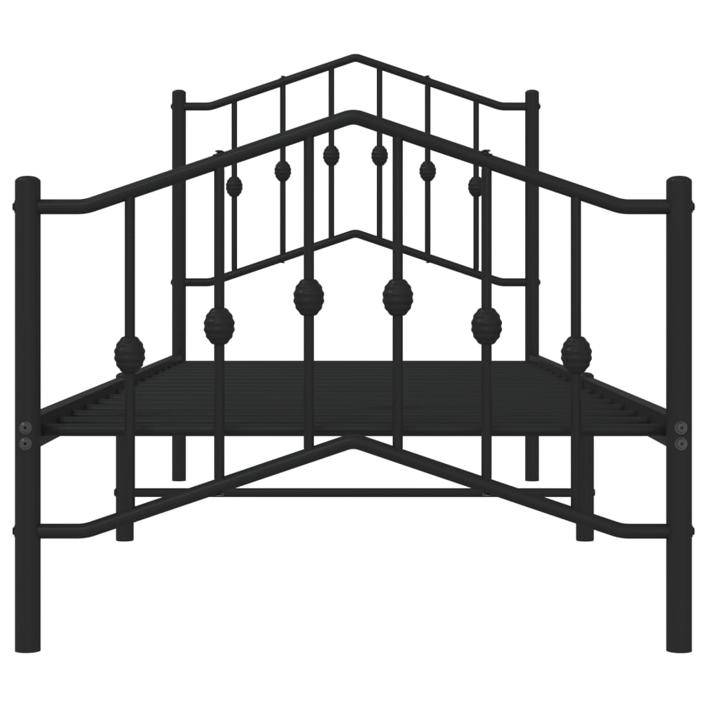 Bedframe Met Hoofd- En Voeteneinde Metaal 80 x 200 cm Zwart met hoofdbord & voetbord